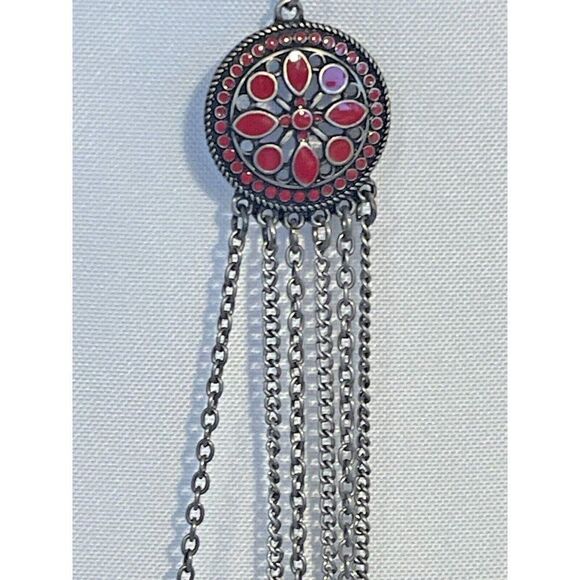 Necklace and earrings Color Crazy Silvertone, Red accent - Picture 3 of 6